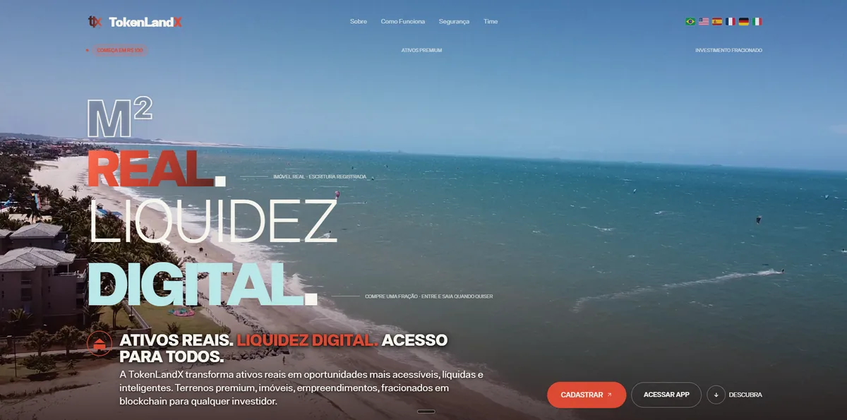 Landing page TokenLandX